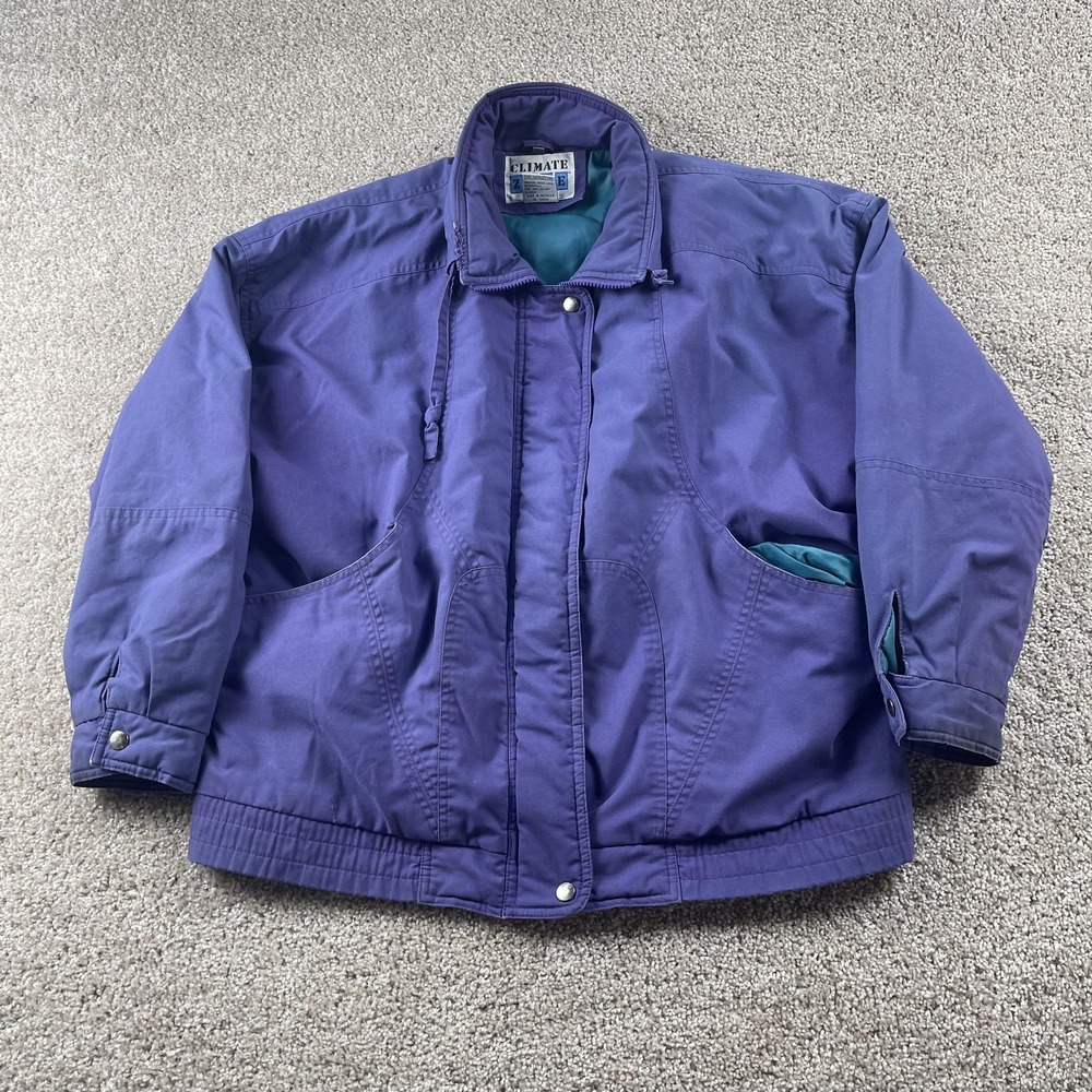 Vintage Climate Zone Jacket Womens Large Purple Microfiber Insulated Full Zip